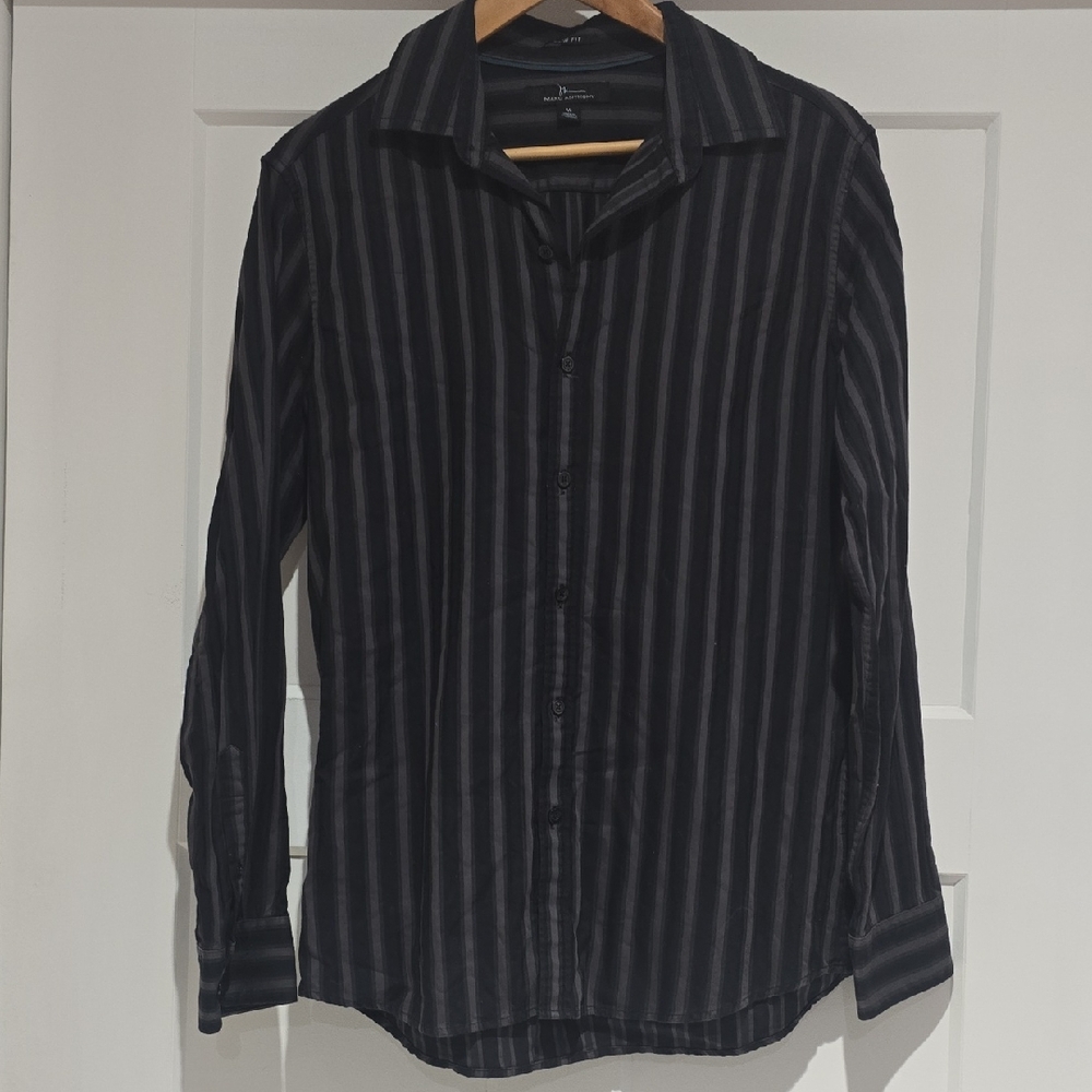 Marc Anthony Dark Striped Button Down Shirt
